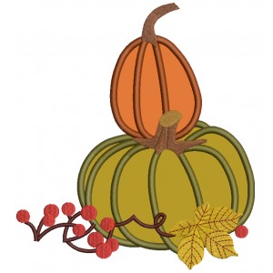 Two Pumpkins Arangement Applique Machine Embroidery Design Digitized Pattern
